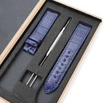 Chopard Happy Sport Square Happy 30mm 33mm 36mm Automatic 3 5 7 Diamonds Watch blue alligator leather strap Replacement watch band