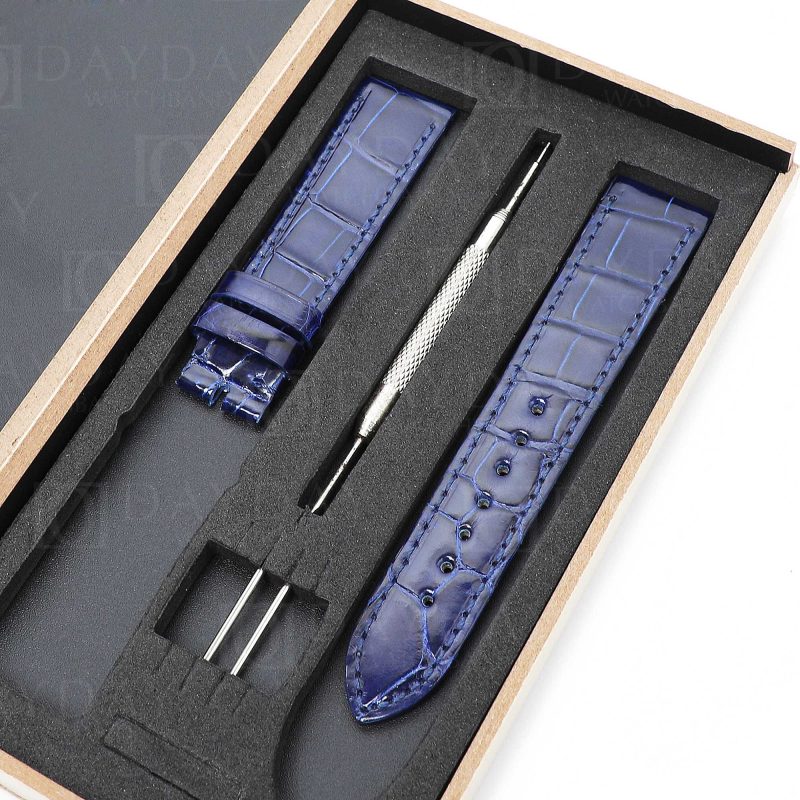 Chopard Happy Sport Square Happy 30mm 33mm 36mm Automatic 3 5 7 Diamonds Watch blue alligator leather strap Replacement watch band