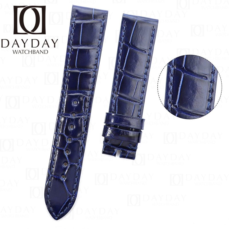 Chopard Happy Sport Square Happy 30mm 33mm 36mm Automatic 3 5 7 Diamonds Watch blue alligator leather strap Replacement watch band