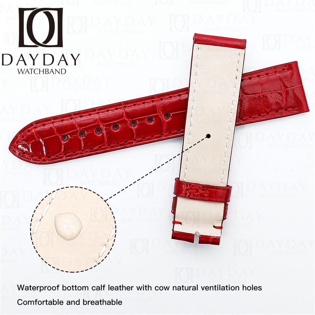 Chopard-Happy-Sport dancing floating 3 5 7 diamonds 30mm 33mm 36mm ladies watches -red-alligator leather-strap-Replacement-watch-band watch belt