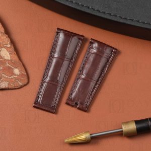 Custom 21mm 22mm Brown alligator leather watch band Rolex Sky Dweller (2)