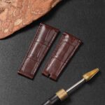 Custom 21mm 22mm Brown alligator leather watch band Rolex Sky Dweller (3)