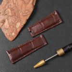 Custom 21mm 22mm Brown alligator leather watch band Rolex Sky Dweller (6)