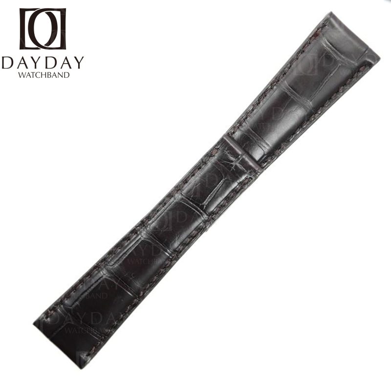 Custom-21mm-22mm-black-alligator-leather-watch-band-for-Rolex-Sky-Dweller