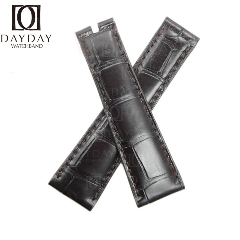 Custom-21mm-22mm-black-alligator-leather-watch-band-for-Rolex-Sky-Dweller