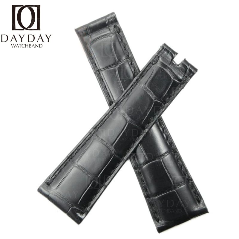 Custom-21mm-22mm-black-alligator-leather-watch-band-for-Rolex-Sky-Dweller