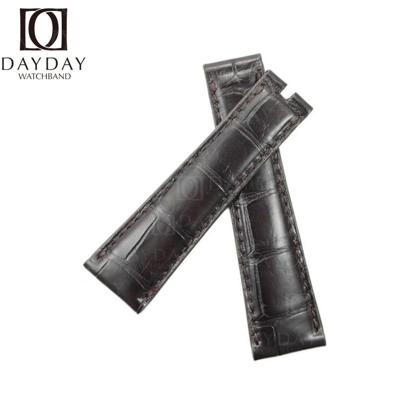 Custom-21mm-22mm-black-alligator-leather-watch-band-for-Rolex-Sky-Dweller