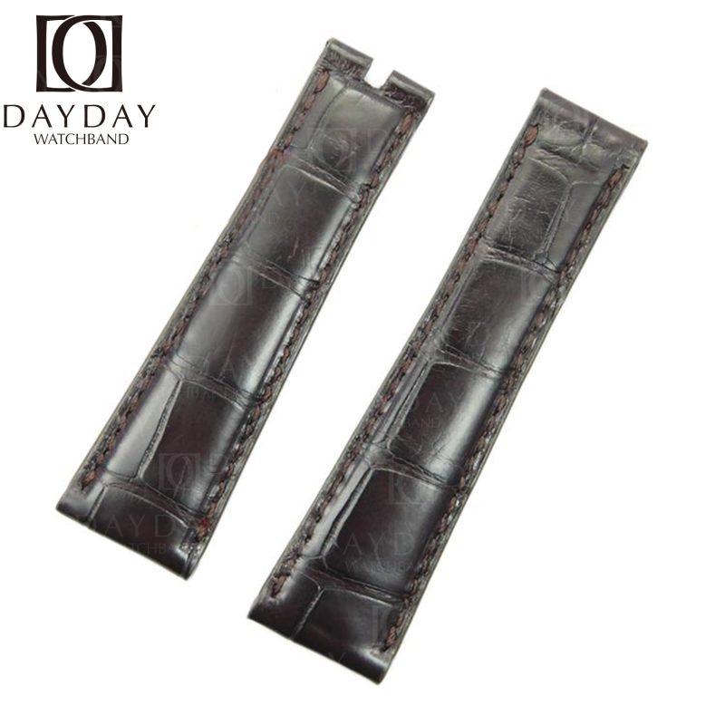 Custom-21mm-22mm-black-alligator-leather-watch-band-for-Rolex-Sky-Dweller