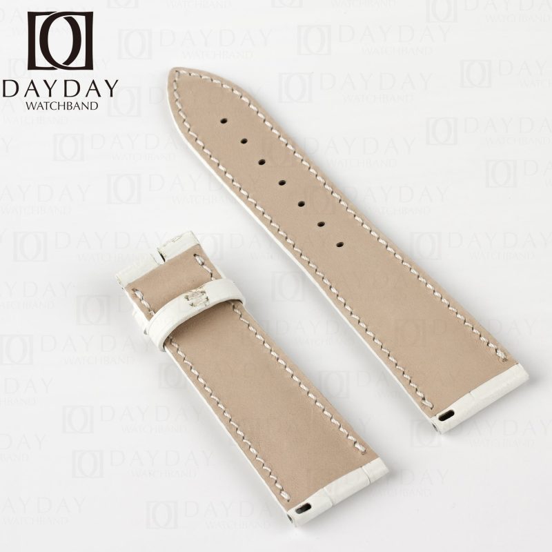 Custom-Alligator-white-leather-watch-band-strap-for-Franck-Muller-CASABLANCA-8880-Crazy Hours color-dreams-wristwatch