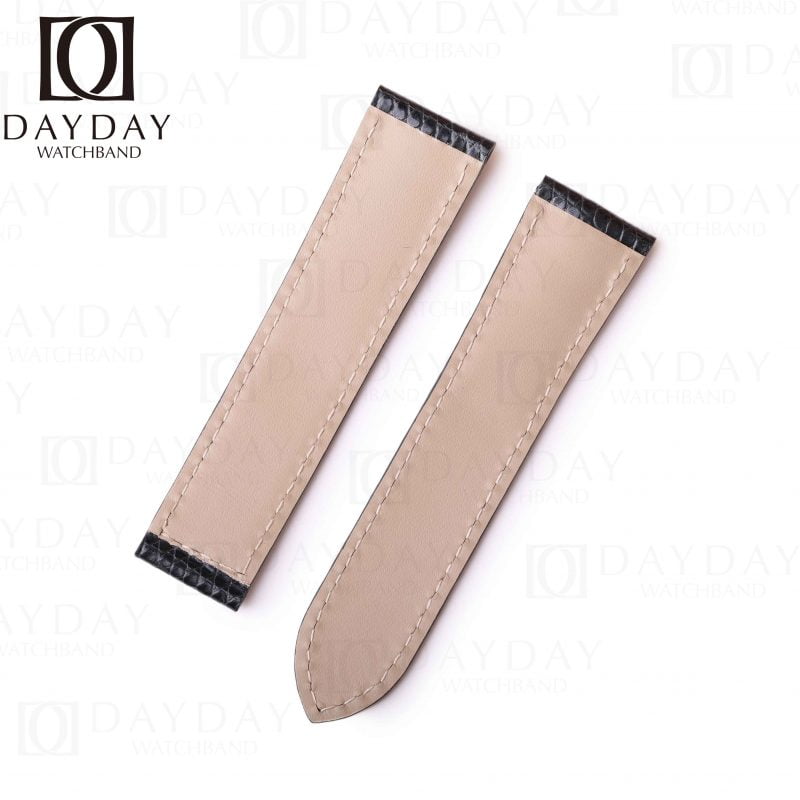 Custom Black Lizard leather strap for Cartier Tank single-folded watch band