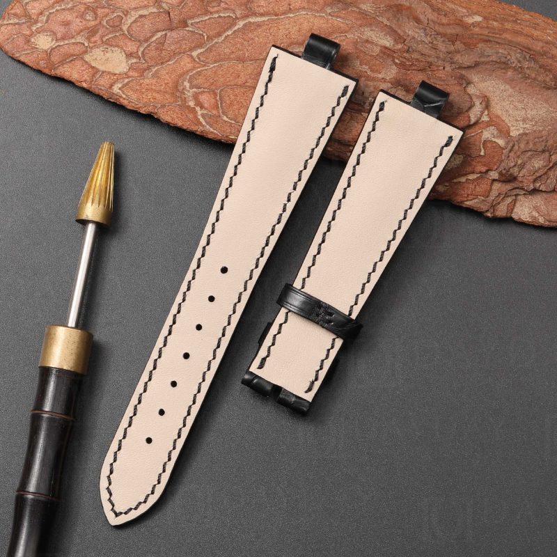 Custom Black alligator leather watch band for Bvlgari Diagono (3)
