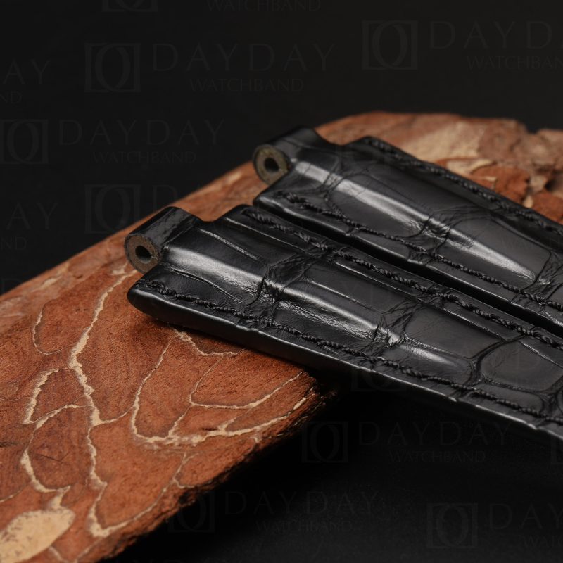 Custom Black alligator leather watch band for Bvlgari Diagono (5)