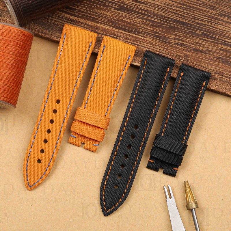 Custom Blancpain fifty Fathoms 20mm 23mm replacement watch band for sale Orange Sailcloth strap (2)