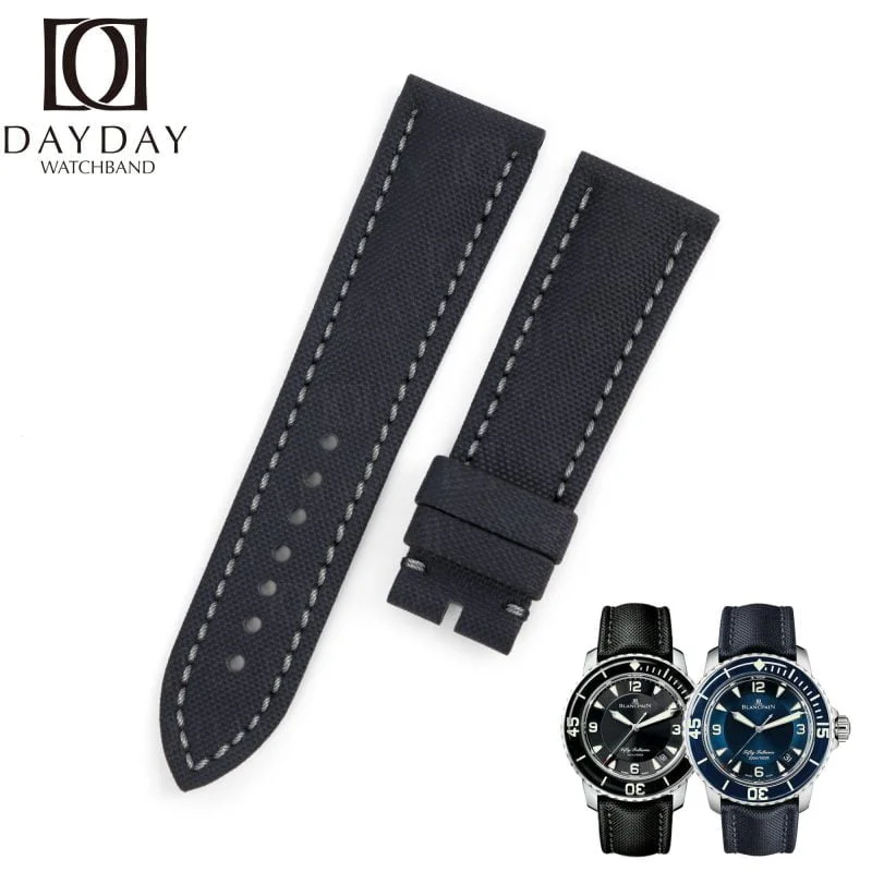 Custom Blancpain fifty Fathoms 20mm 23mm replacement watch band for sale Sailcloth strap