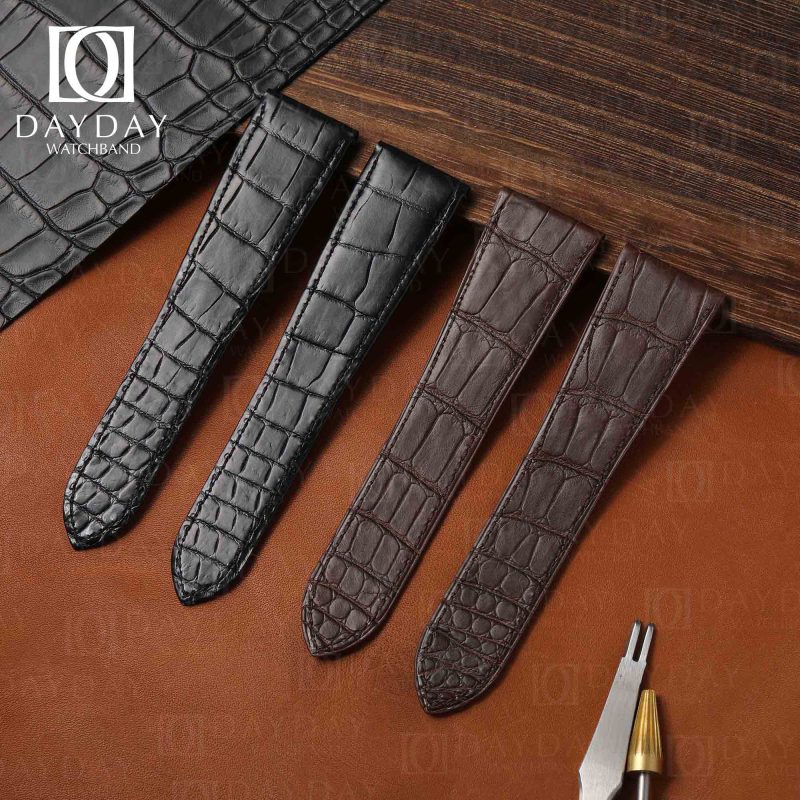 Custom Cartier Calibre Diver Brown leather 21mm watch bands for sale