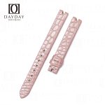 Custom Chopard pink Genuine crocodile leather watch bands for Happy Diamonds ladies watch free customization color
