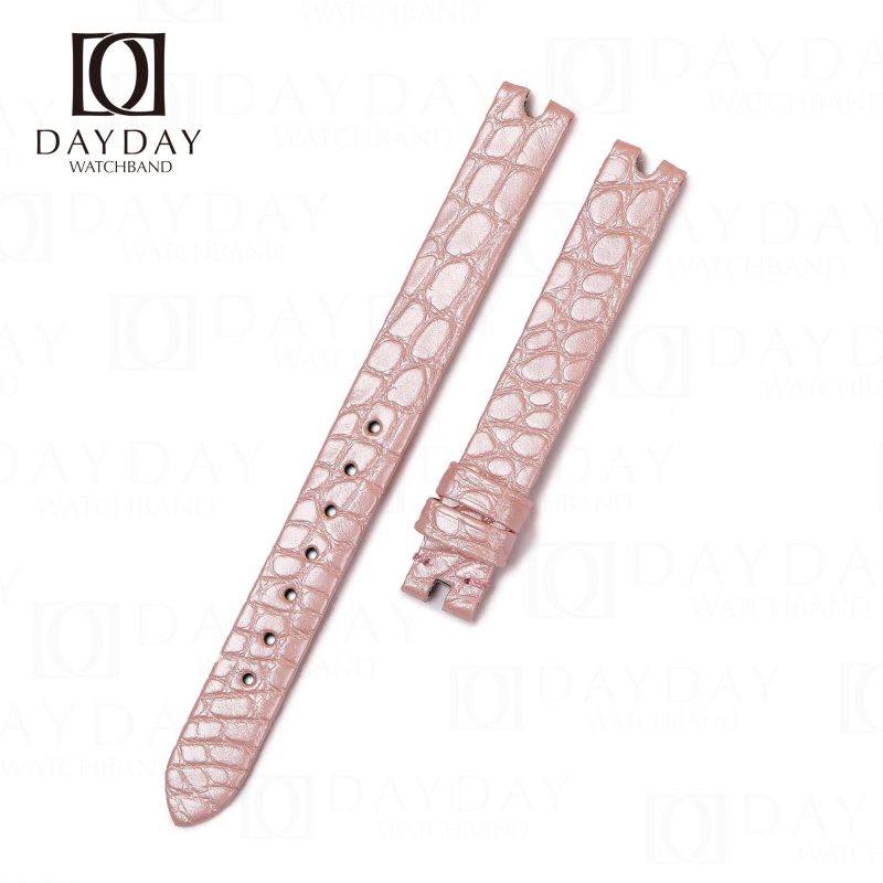 Custom Chopard pink Genuine crocodile leather watch bands for Happy Diamonds ladies watch free customization color