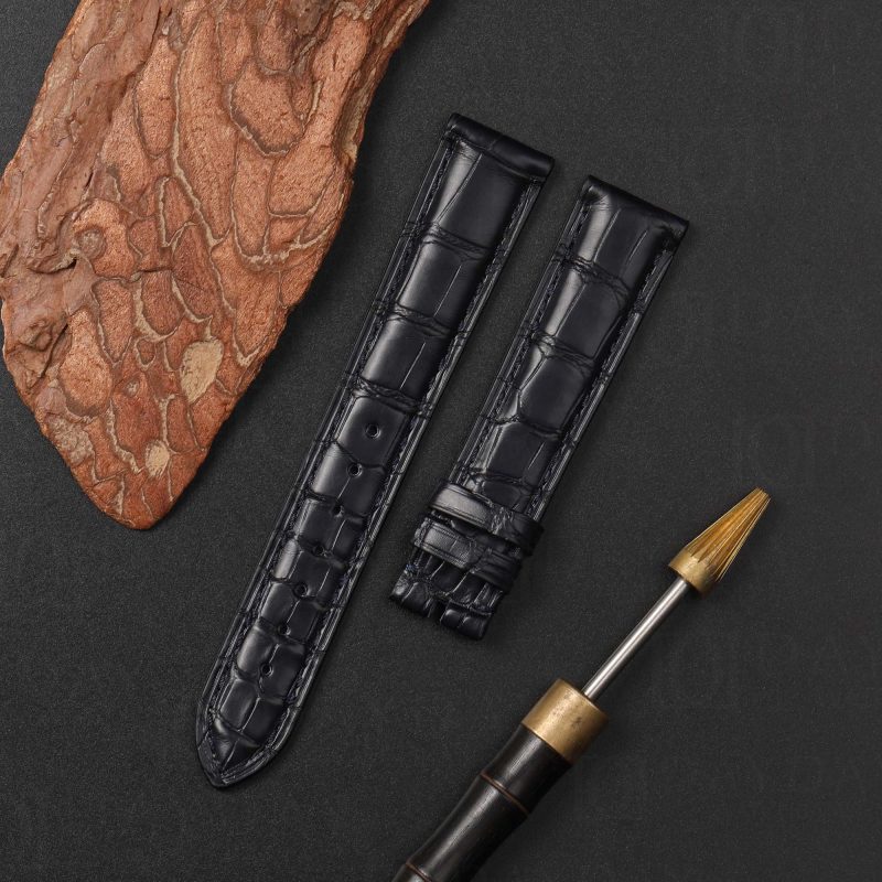 Custom Dark Blue alligator leather strap for Rolex Cellini time Moonphase 20mm replacement watch band for sale (2)
