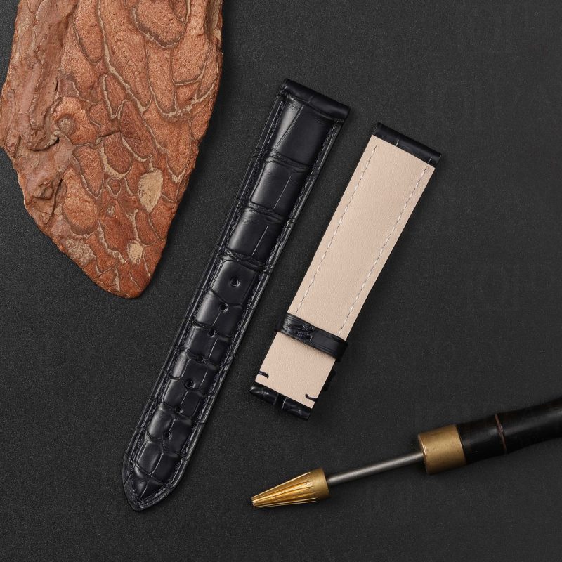 Custom Dark Blue alligator leather strap for Rolex Cellini time Moonphase 20mm replacement watch band for sale (3)