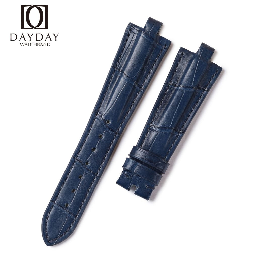 Custom Dark blue alligator leather watch band for Bvlgari Diagono