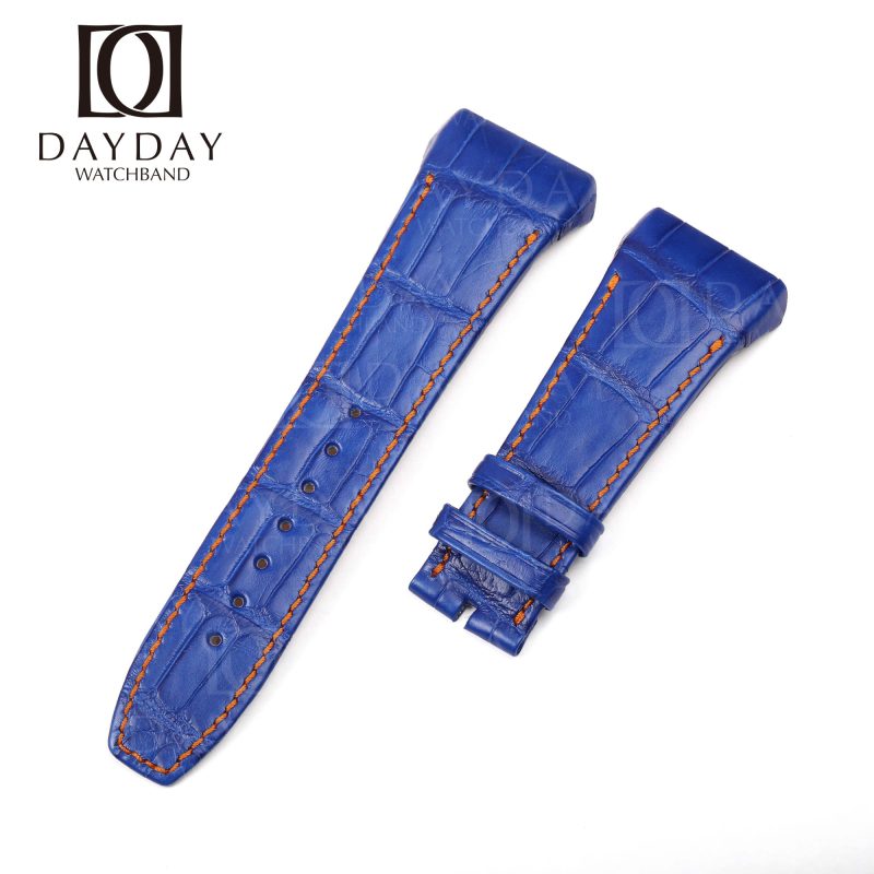 Custom Franck Muller Vanguard strap replacement Blue Alligator leather watch band for sale
