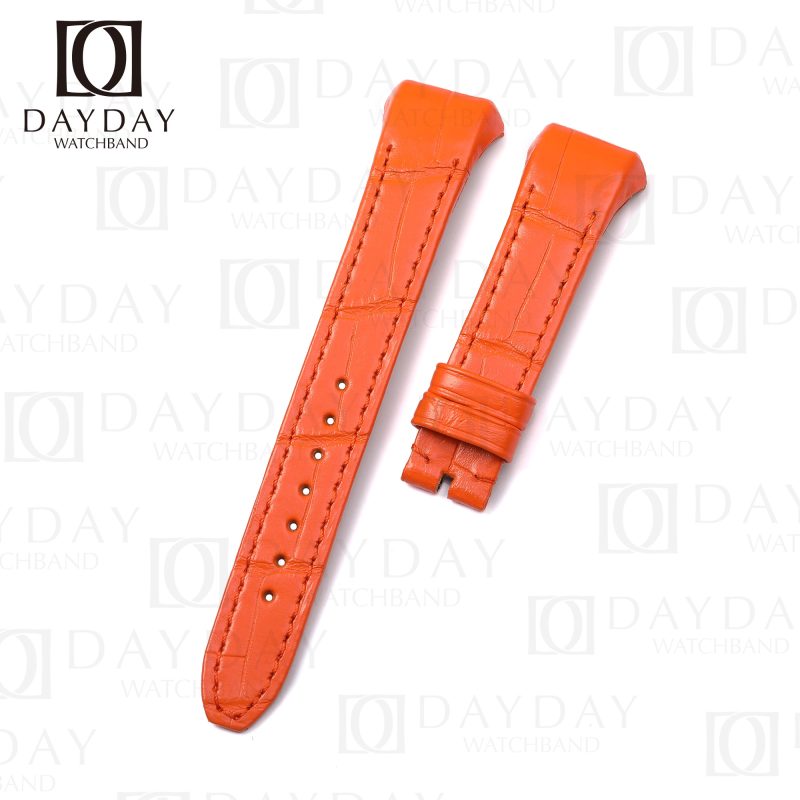 Custom Franck Muller Vanguard strap replacement Orange Alligator leather watch band for sale