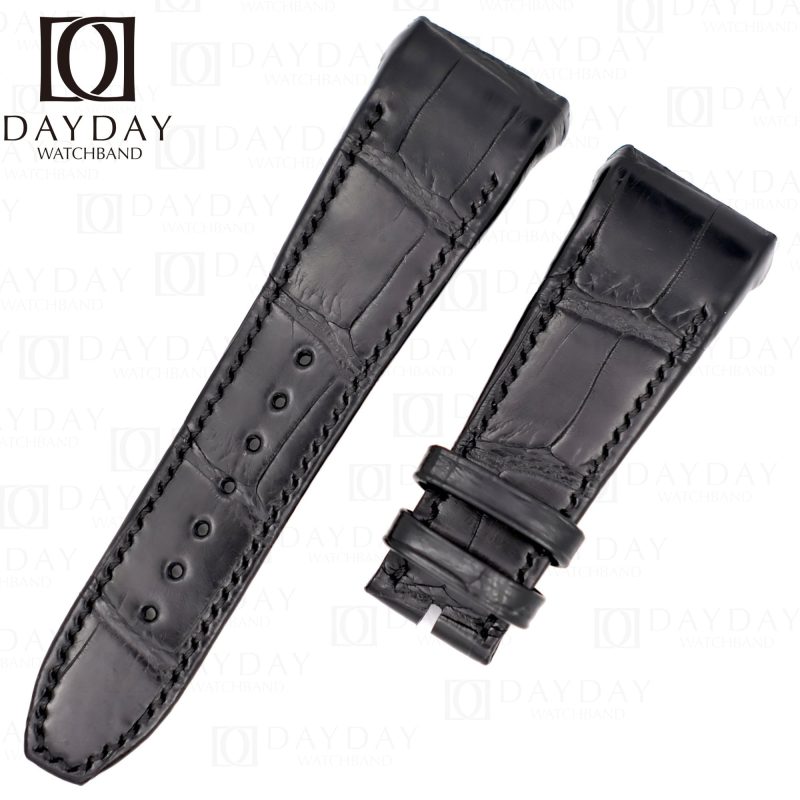 Custom handmade Franck Muller Vanguard Yachting Skeleton Racing Revolution 7 Days Watch V32 V41 V45 watch strap replacement black alligator leather watch band for sale