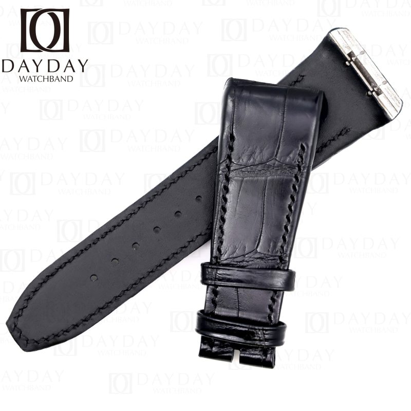 Custom handmade Franck Muller Vanguard V32 V41 V45 watch strap replacement black alligator leather watch band for sale