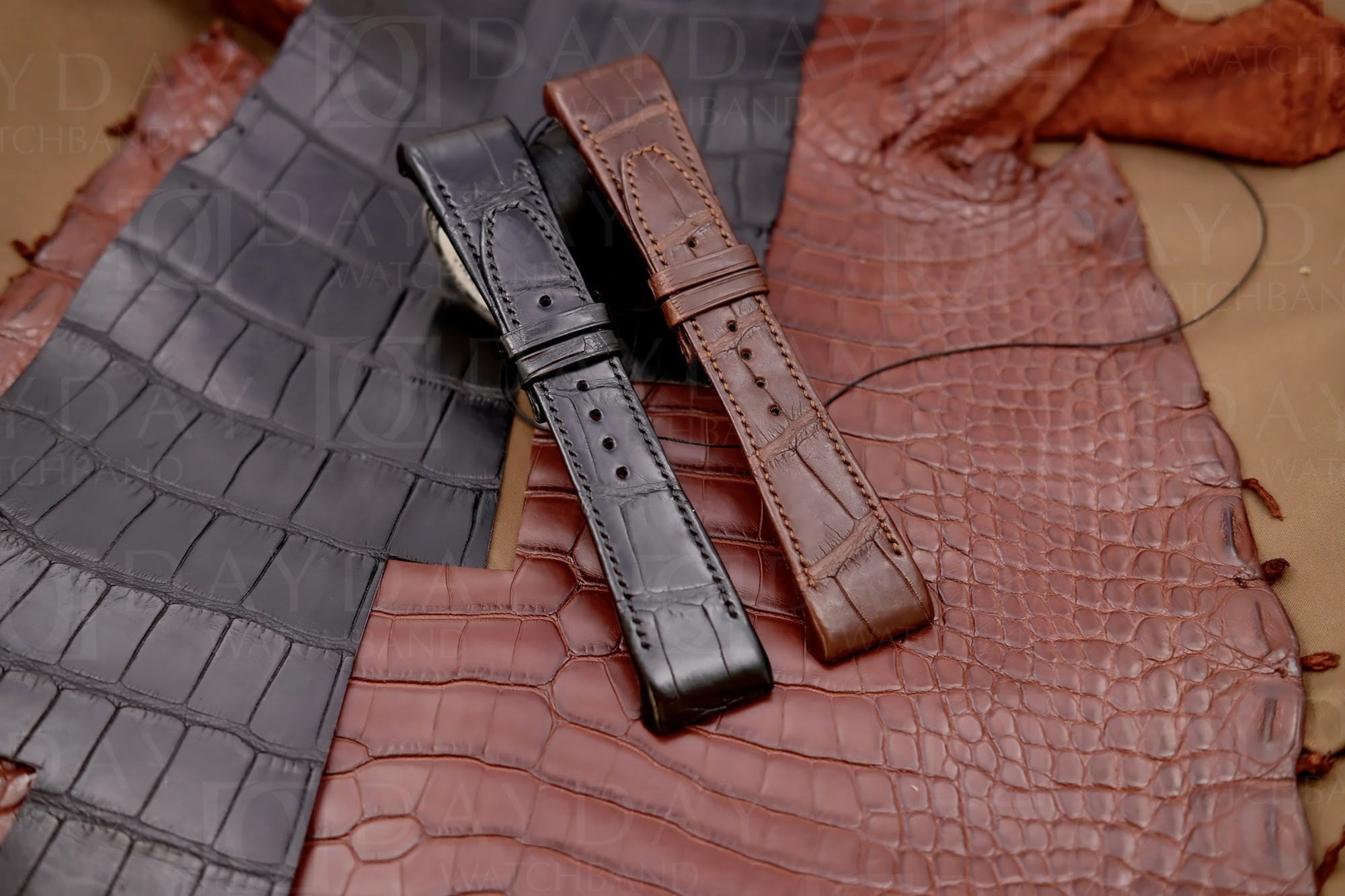 Jewellery Watches Watch Bands & Straps Strap FRANK MULLER XL Genuine Leather Alligator Matt Brown Size 22 mm New 
