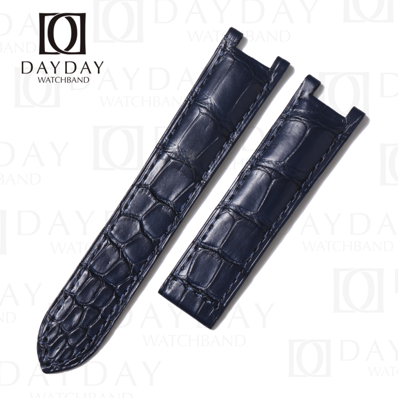 Custom Handmade Dark blue Leather Watch Band Single Folded fit for Pasha de Cartier strap
