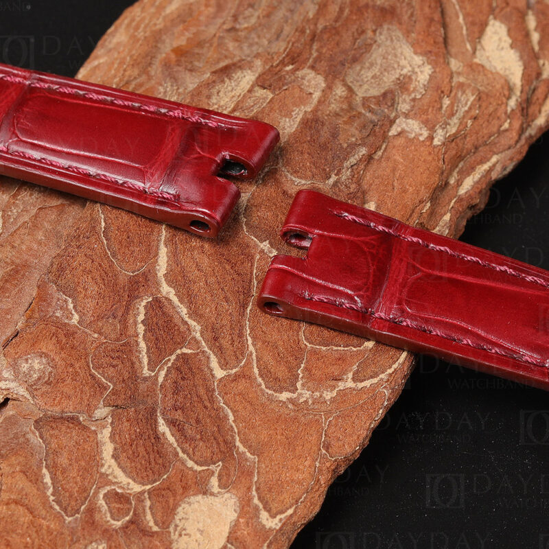 Custom Replacement Red Alligator leather strap for vintage Cartier vendome must de Cartier watchband (2)