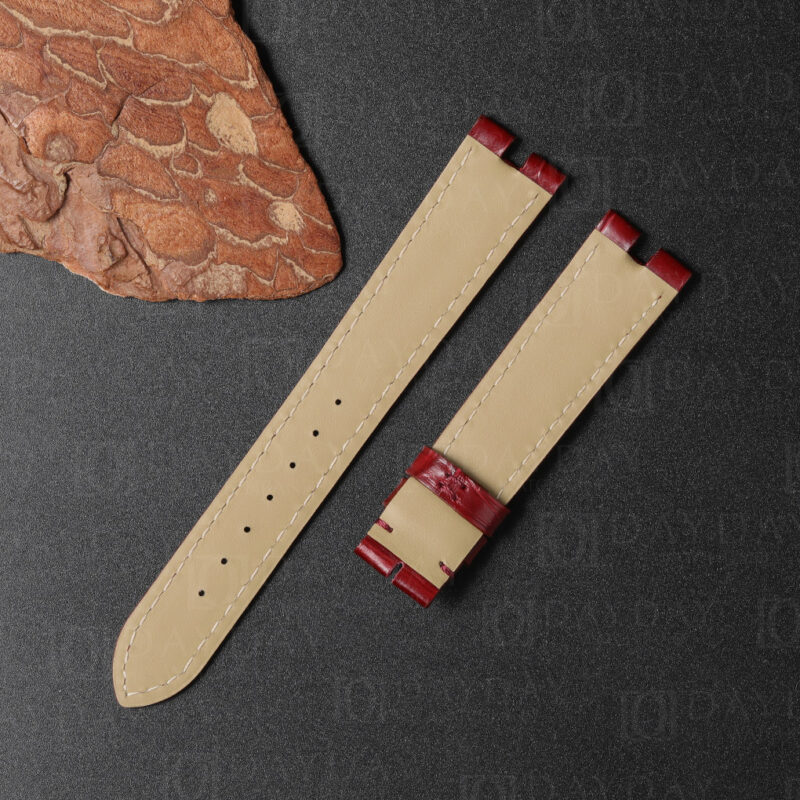 Custom Replacement Red Alligator leather strap for vintage Cartier vendome must de Cartier watchband (4)