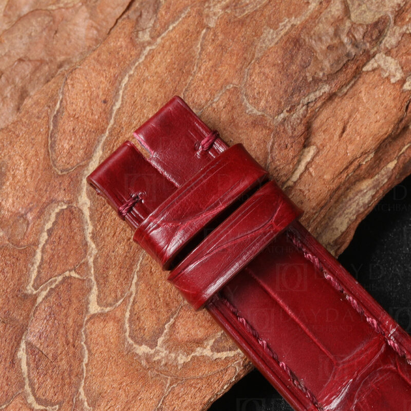 Custom Replacement Red Alligator leather strap for vintage Cartier vendome must de Cartier watchband (5)