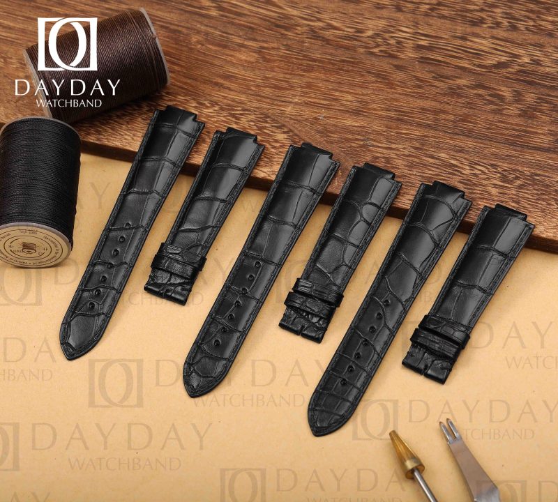 Custom alligator Black leather strap for Cartier Ballon Bleu de pin buckle 14mm 16mm 18mm 20mm 22mm watch band (3)