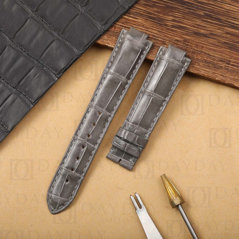 Custom alligator Grey leather strap for Cartier Ballon Bleu de pin buckle 14mm 16mm 18mm 20mm 22mm watch band (2)