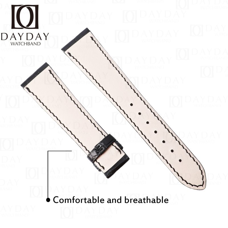 Custom alligator black alligator leather strap for Rolex Cellini time Moonphase 20mm replacement watch band for sale