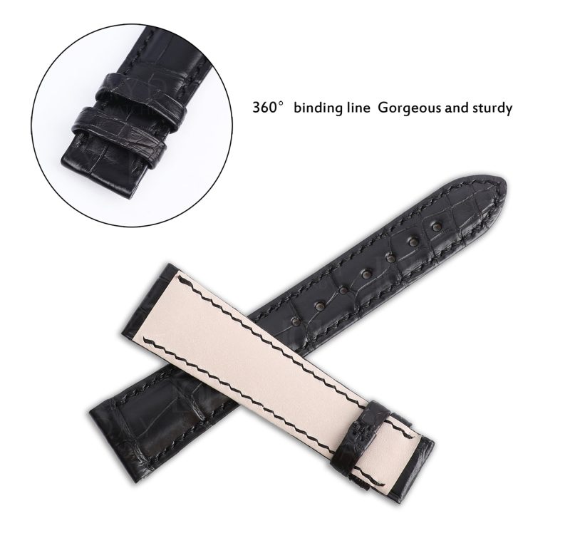 Custom alligator black alligator leather strap for Rolex Cellini time Moonphase 20mm replacement watch band for sale