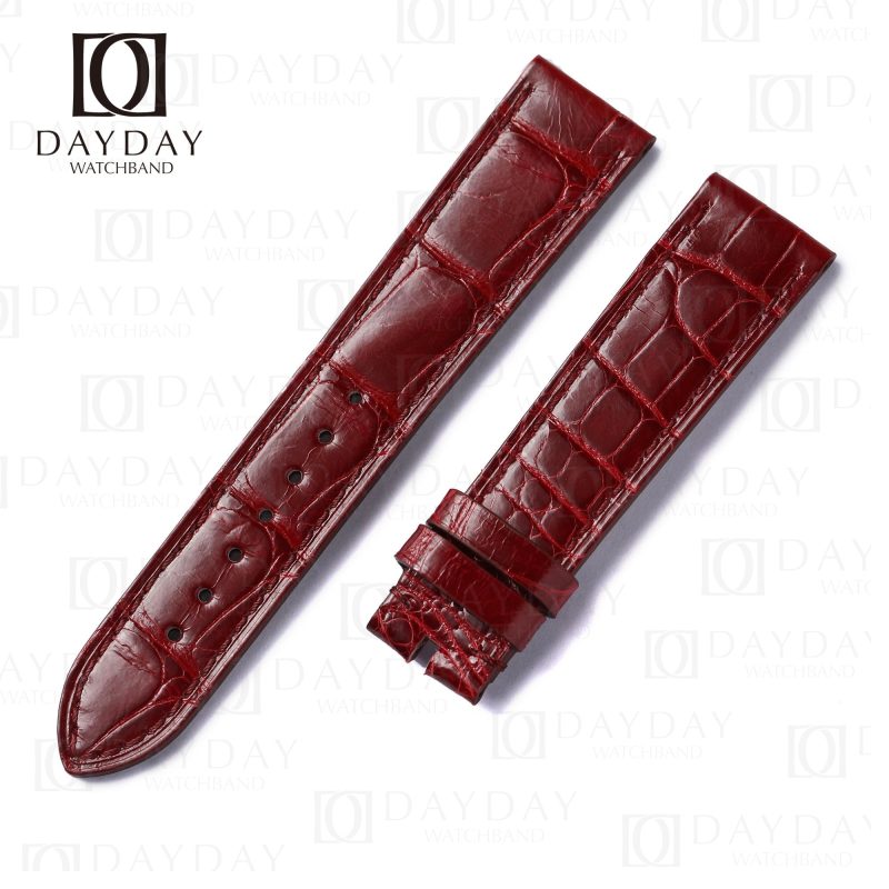 Custom alligator leather dark red 15mm 18mm Chopard happy sport dancing floating 3 5 7 diamonds watch bands for sale