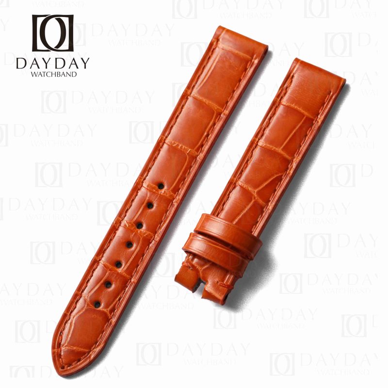Custom alligator leather orange 15mm 18mm Chopard happy sport dancing floating 3 5 7 diamonds watch band for sale