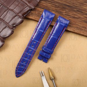 Custom bespoke Blue ack Alligator leather watch strap band replacement for Franck Muller King Conquistador 8001 8002 8005 8006 SC (2)