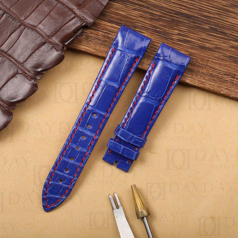 Custom bespoke Blue ack Alligator leather watch strap band replacement for Franck Muller King Conquistador 8001 8002 8005 8006 SC (2)