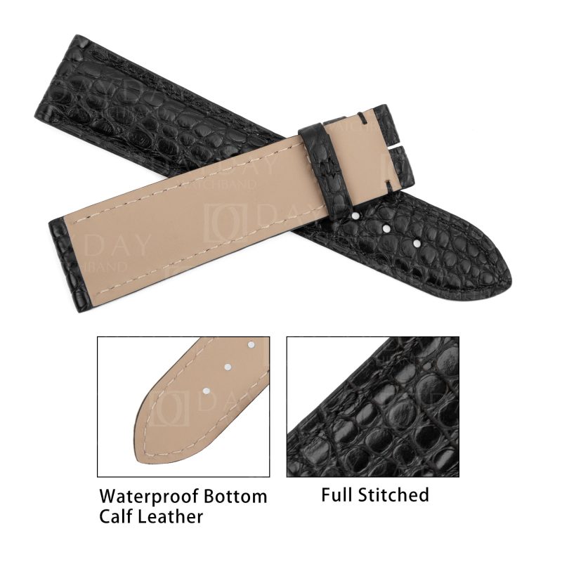 Custom-black-alligator-leather-watch-band-for-Cartier-Tank-solo-pin-buckle