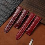 Custom crocodile leather red dark red 15mm 18mm Chopard happy sport dancing floating 3 5 7 diamonds watch straps aftermarket for sale
