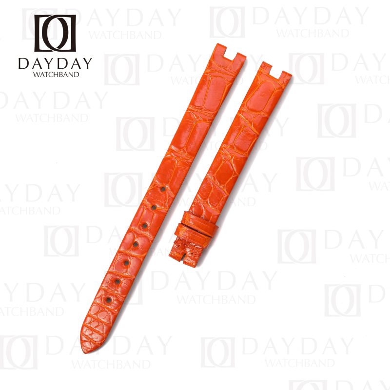 Custom genuine Orange belly scale alligator leather watch strap for Cartier Baignoire ladies watch