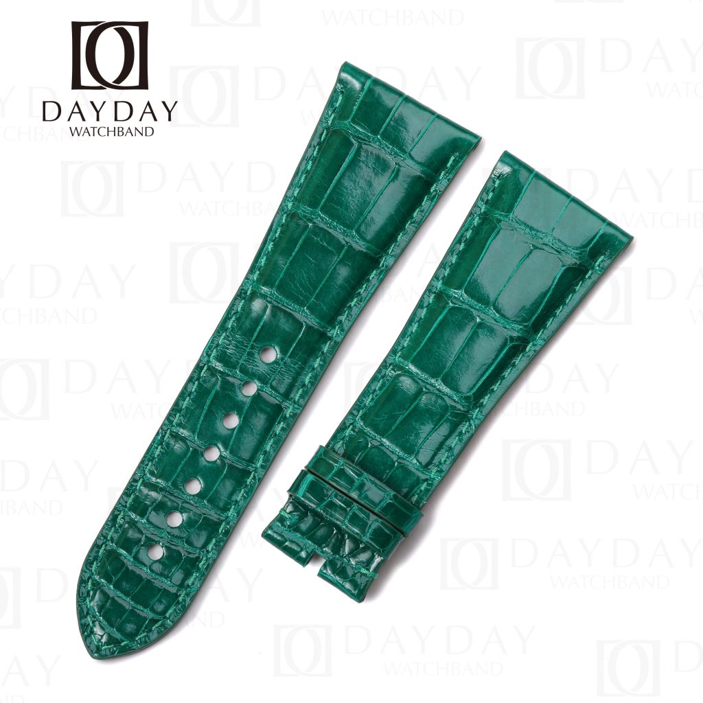 Custom green Alligator leather straps for Cartier Tank Divan watchband