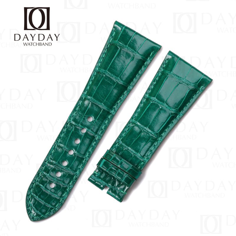 Custom green Alligator leather straps for Cartier Tank Divan watchband