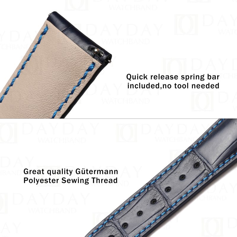 Custom handmade Blue alligator leather watch straps replacement for Franck Muller Casablanca 8880 Conquistador, Long Island for sale aftermarket (5)