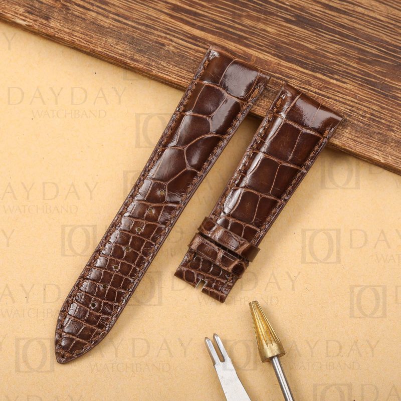 Custom handmade High gloss Brown alligator leather watch straps replacement for Franck Muller Casablanca 8880 Conquistador, Long Island for sale aftermarket (1)