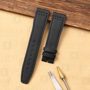 Custom handmade New 20mm 21mm Black Canvas fabric Straps Band replacement Compatible for IWC Pilot Top Gun aftermarket (2)