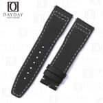 Custom handmade New 20mm 21mm Black Canvas fabric Straps Band replacement Compatible for IWC Pilot Top Gun aftermarket White Stitching